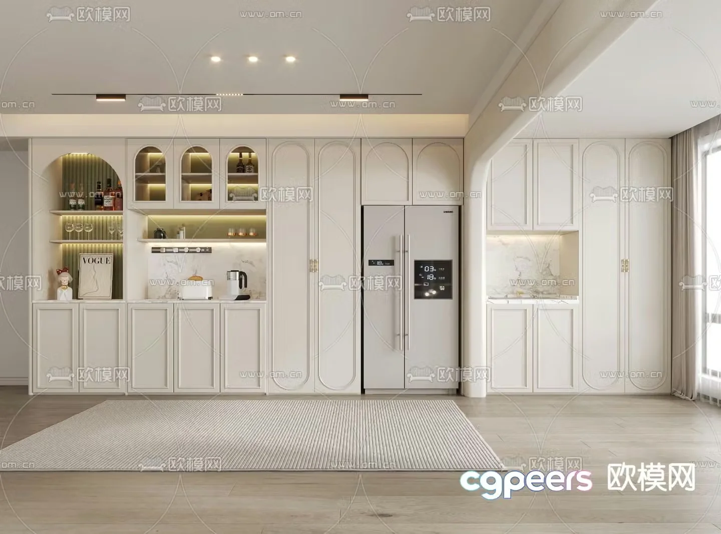 French wine cabinet refrigerator cabinet sideboard 3d model