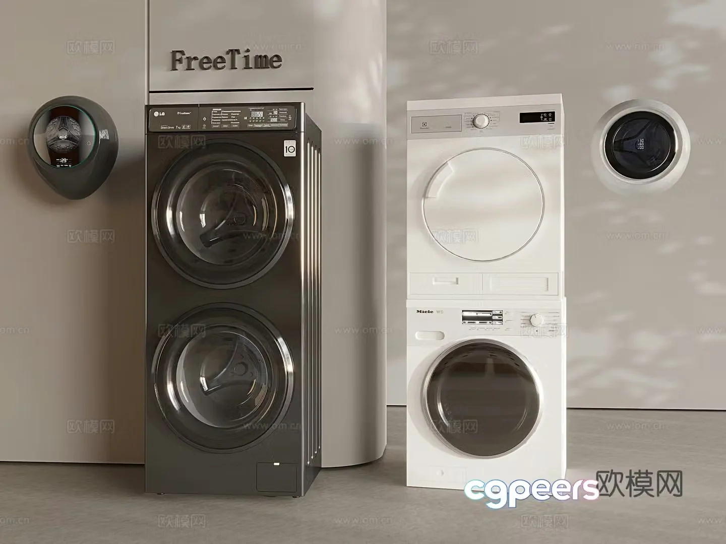 Dryer wall-mounted washing machine drying and washing integrated 3D model