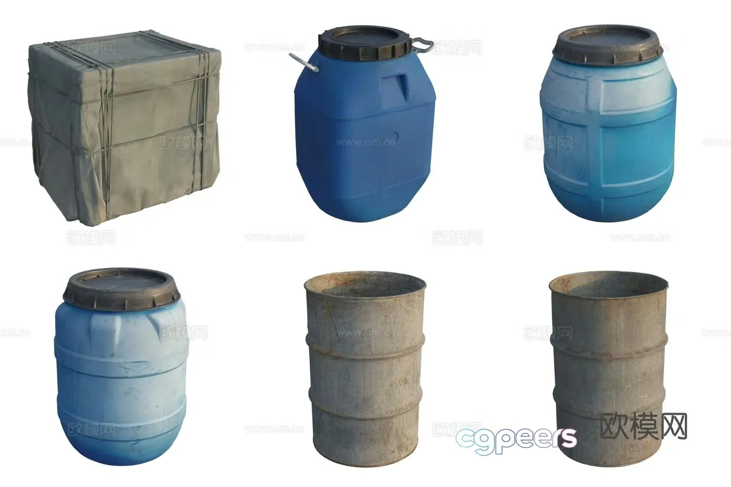 Storage box iron barrel plastic barrel 3d model