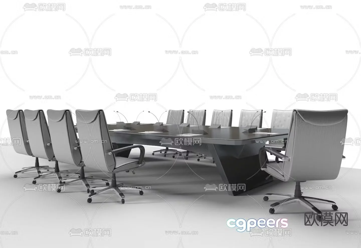 Modern conference table and chairs 3d model