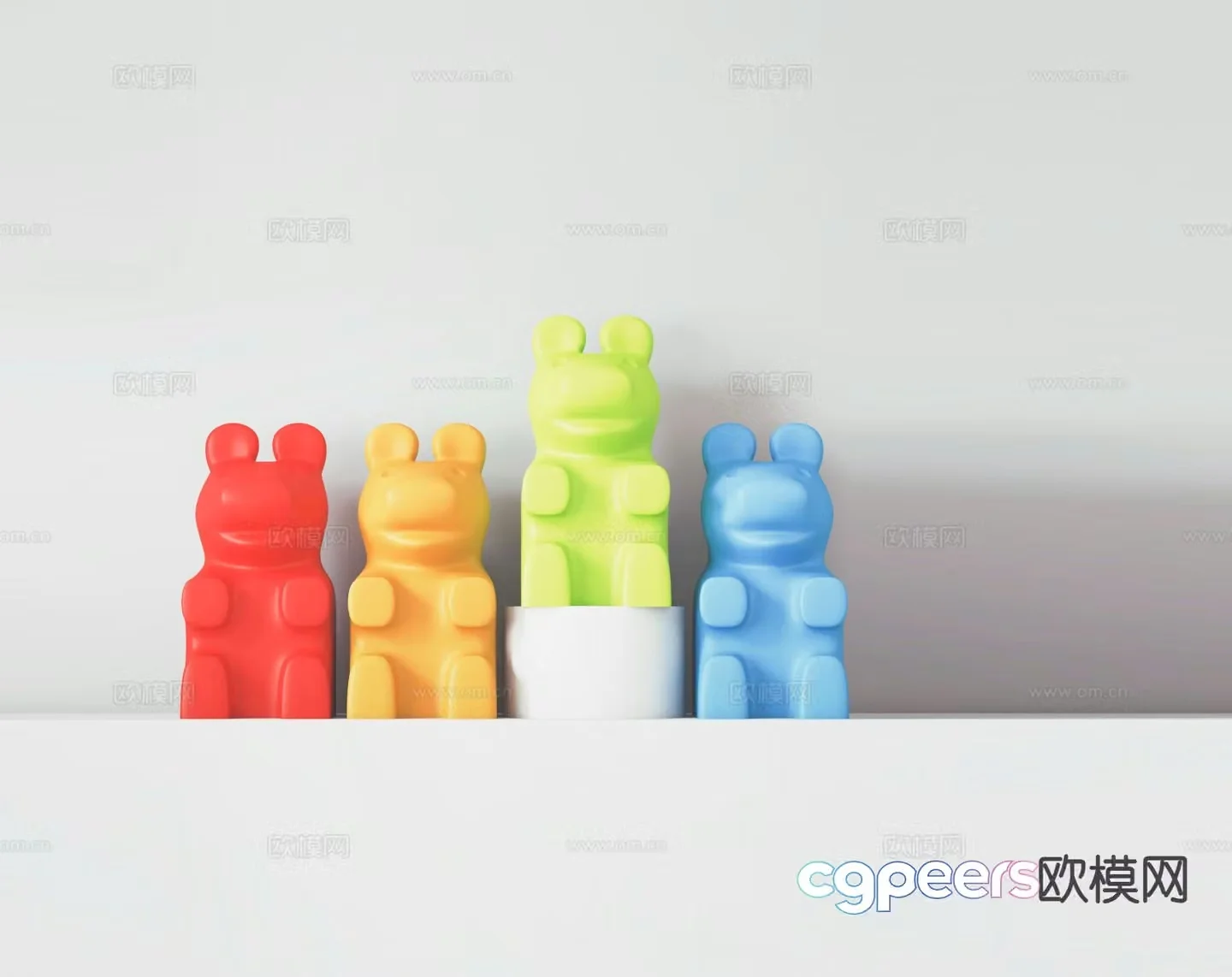 Cream style furnishings colorful cartoon bears children’s toys 3D model