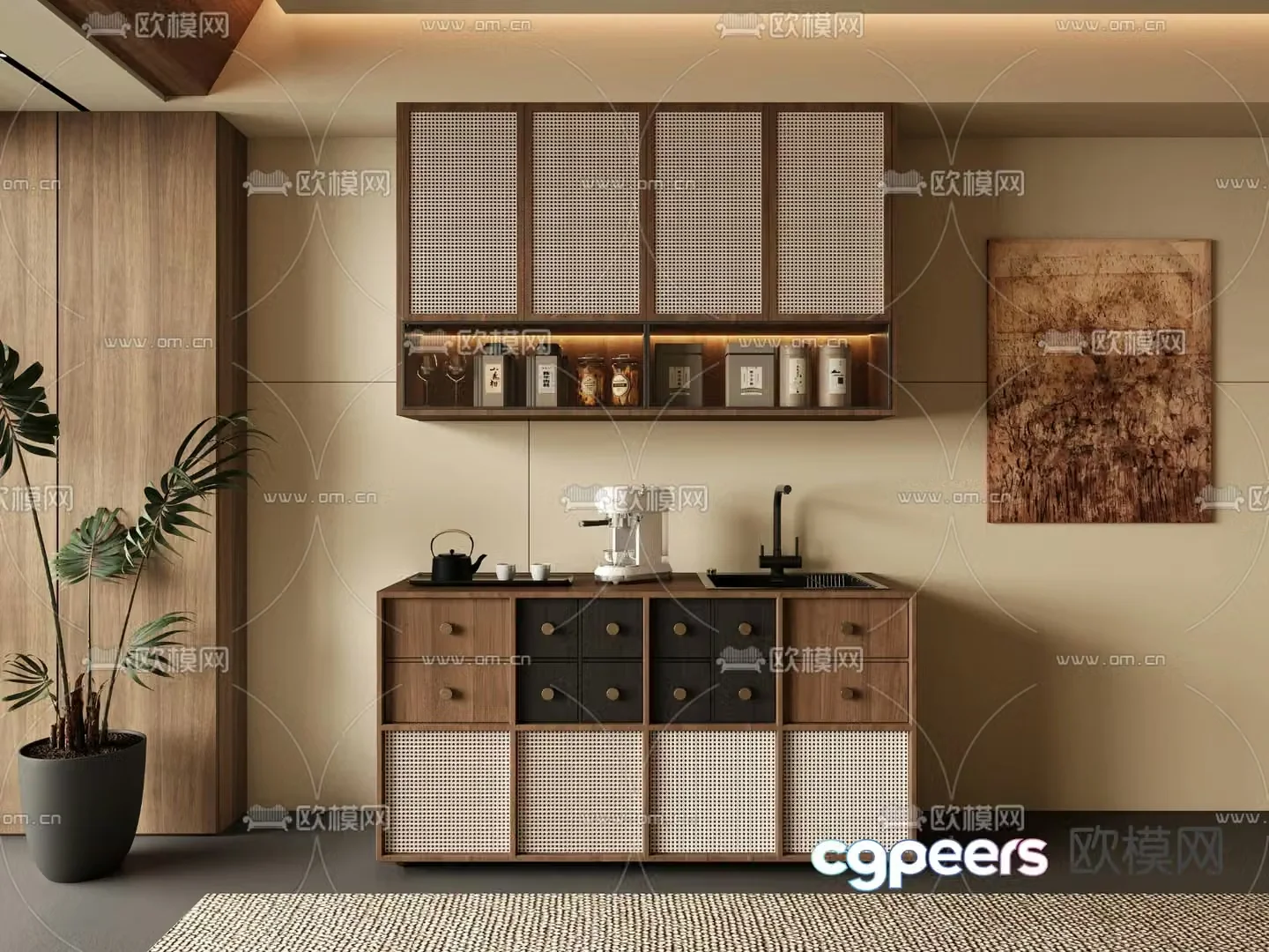 Middle-aged tea cabinet 3D model