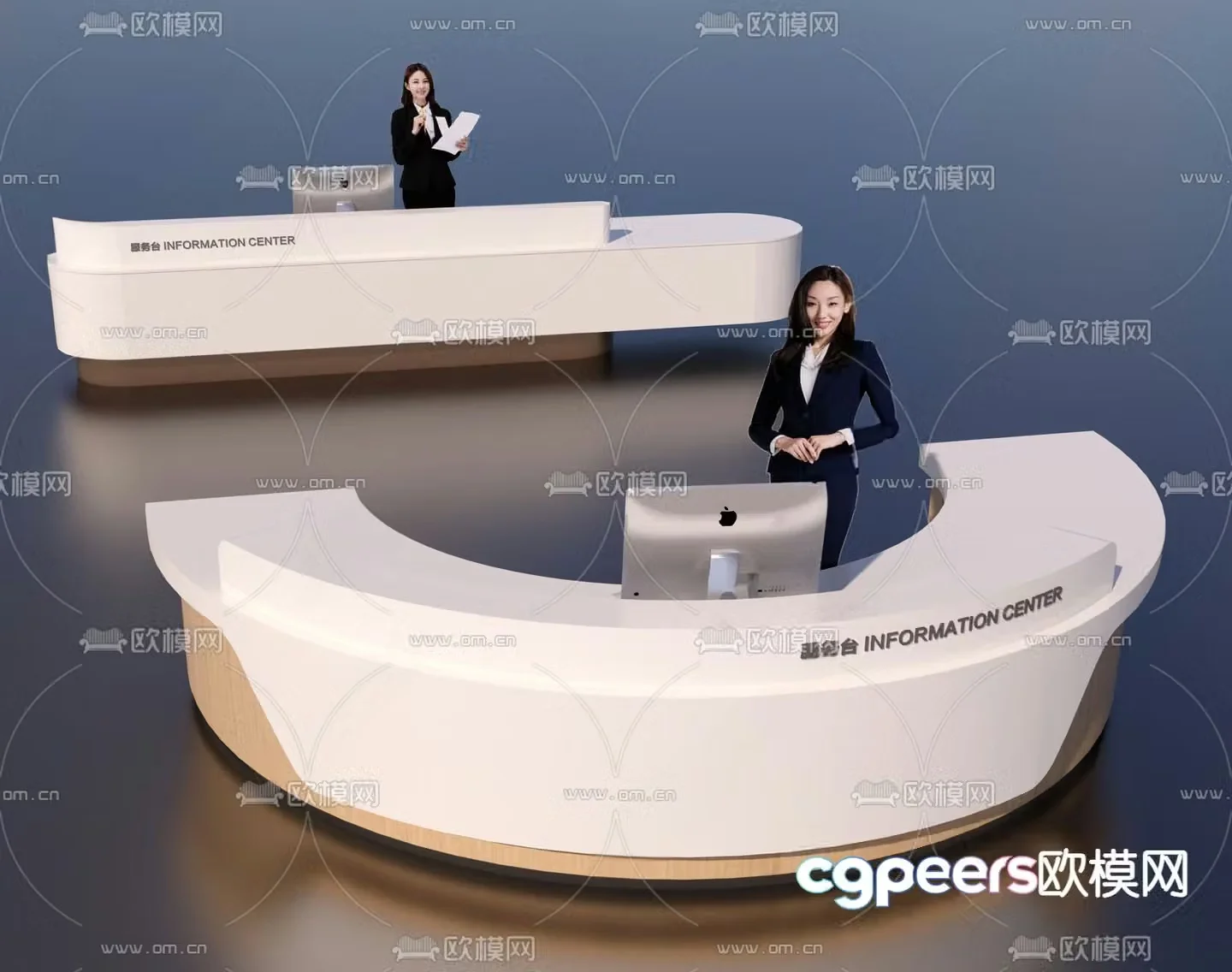 Service desk reception desk 3d model