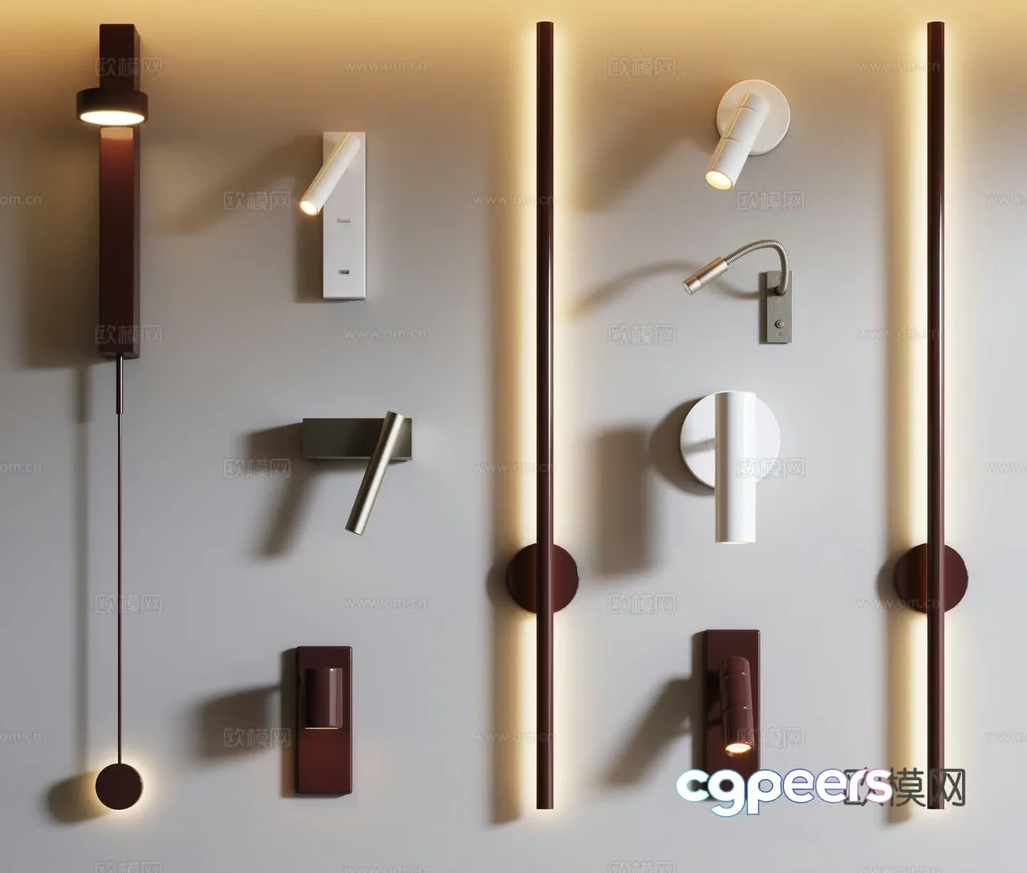 Light luxury wall lamp metal wall lamp atmosphere lamp long wall lamp 3D model