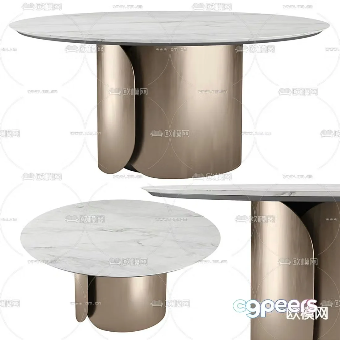 Round dining table slate dining table 3d model