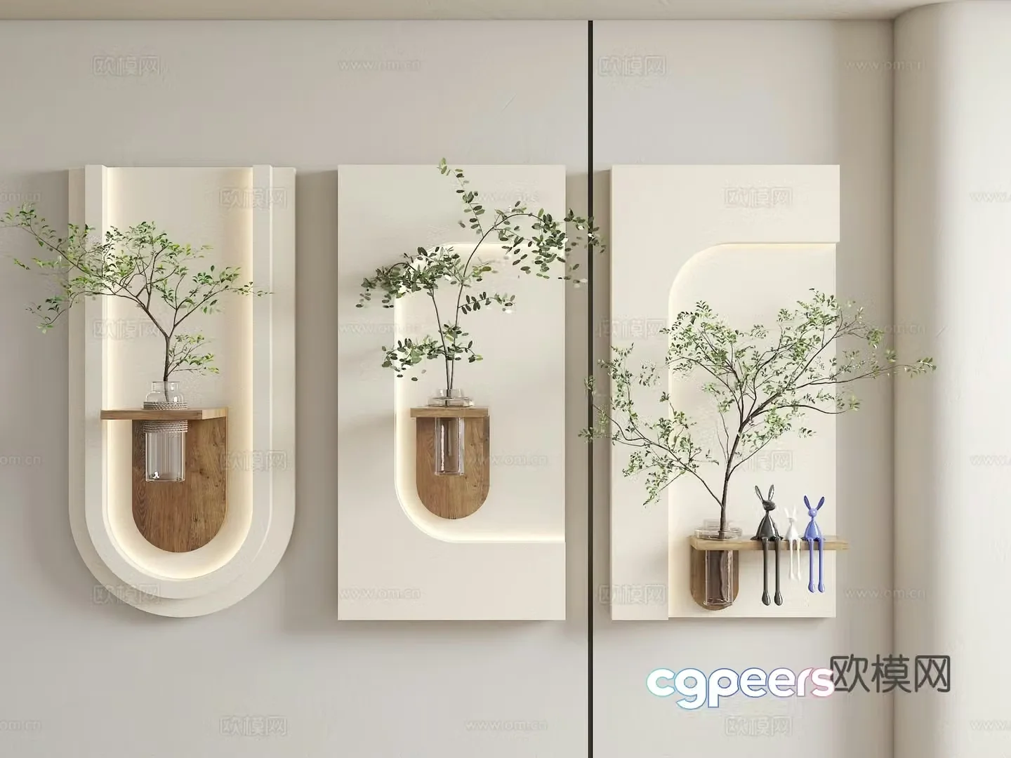 Wasabi modern pendant Wasabi wall decoration three-dimensional decorative painting cream style three-dimensional wall decoration pendant long ear 3D model