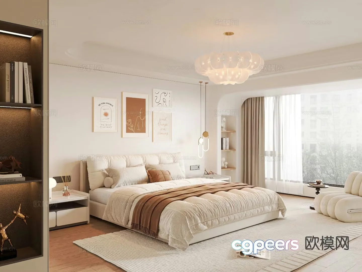 Cream style bedroom master bedroom 3d model