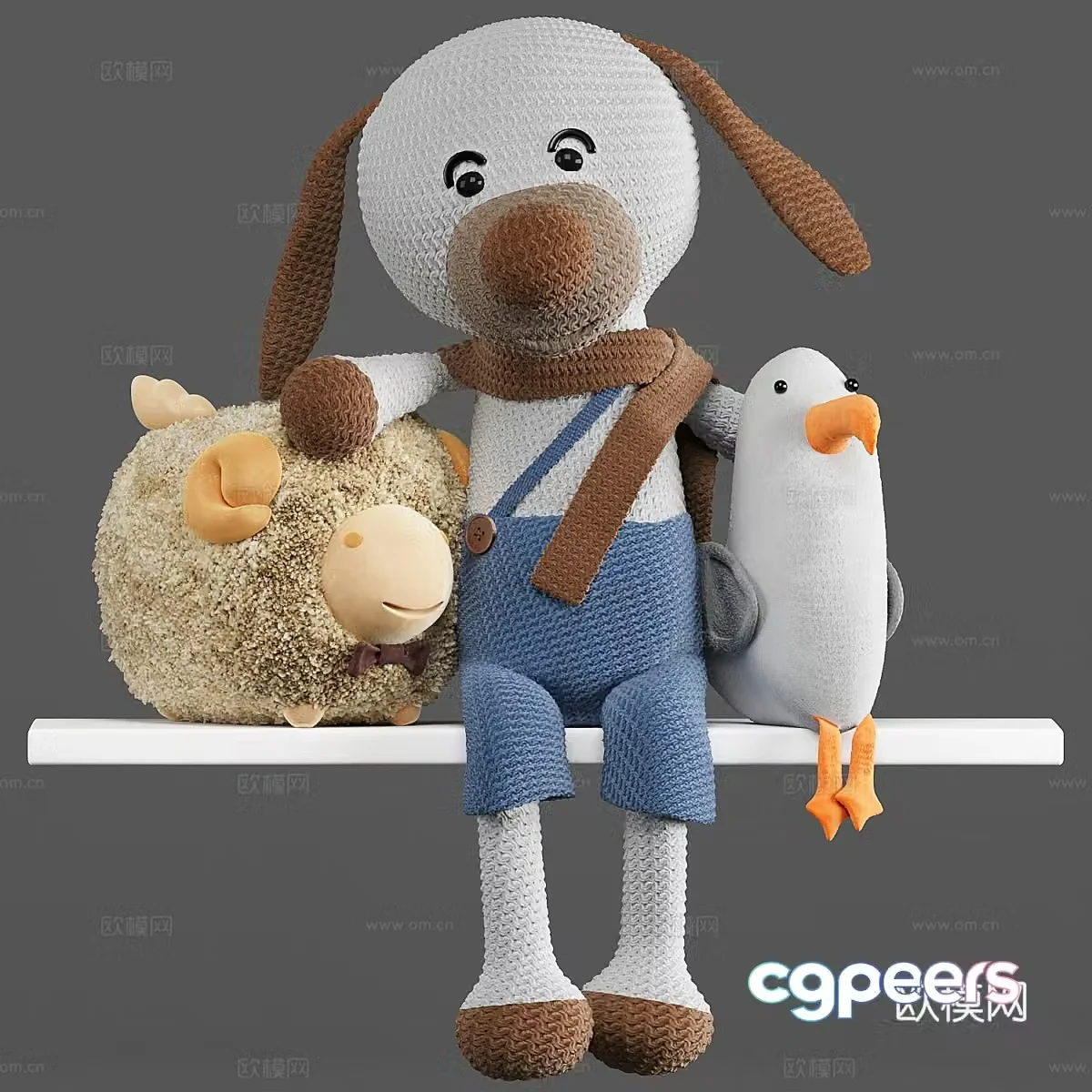 Modern plush toys doll 3d model