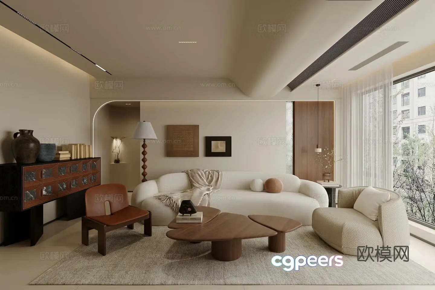 Creamy living room 3d model