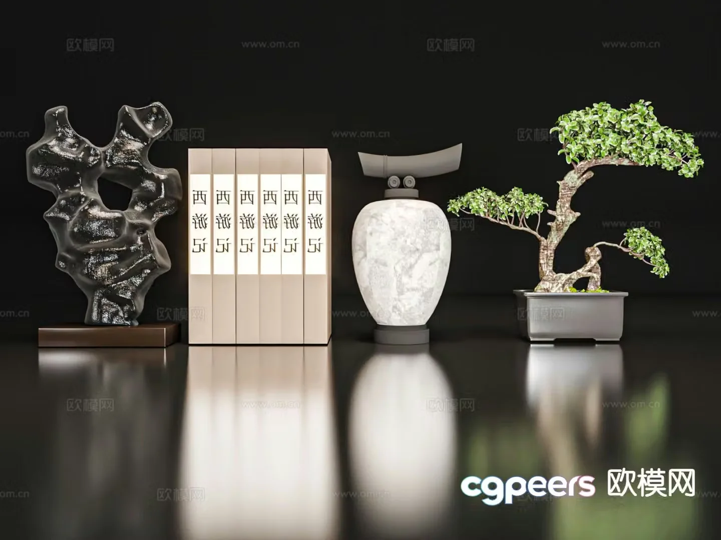 New Chinese style jewelry books crafts 3D model