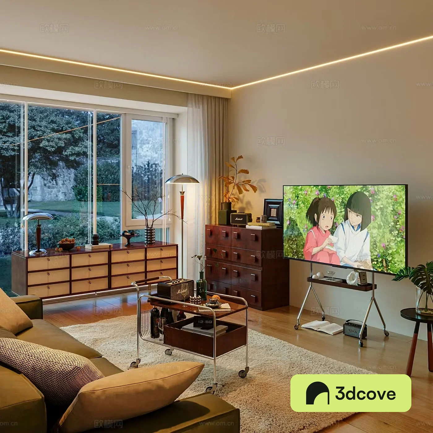 Middle-aged living room 3d model