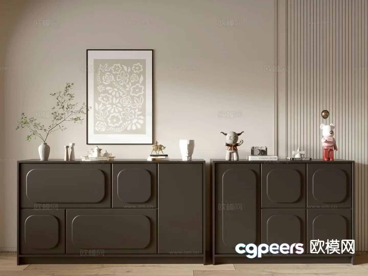Modern side cabinet entrance cabinet 3d model