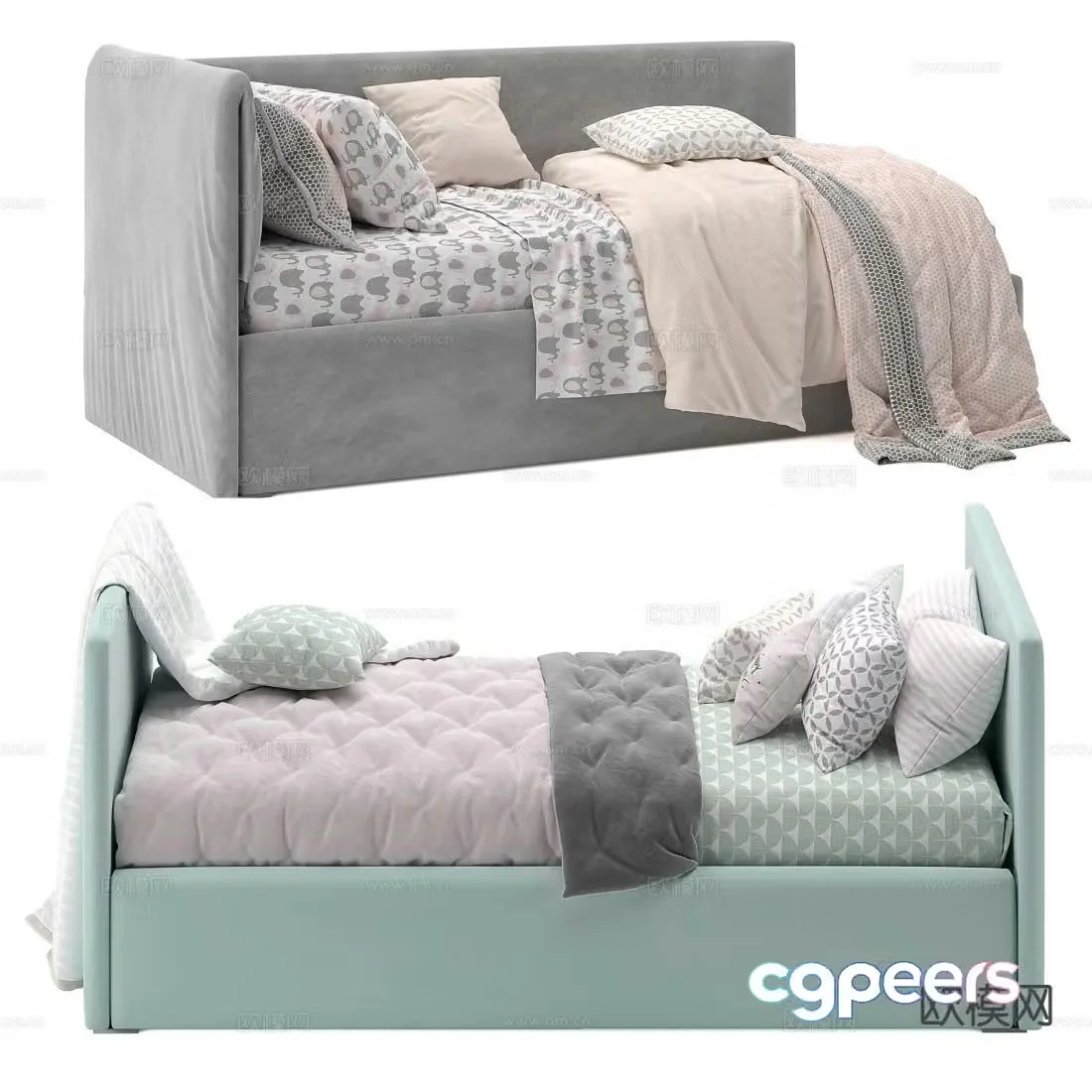 Modern sofa bed single bed 3d model