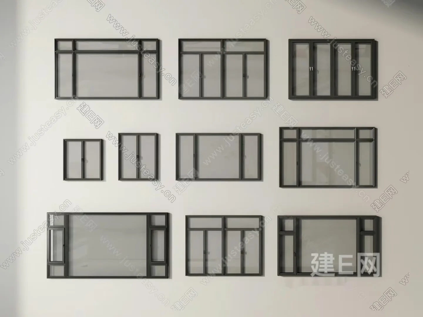 Black Metal Window Frames 3D Model – 1588 – VRAY Render