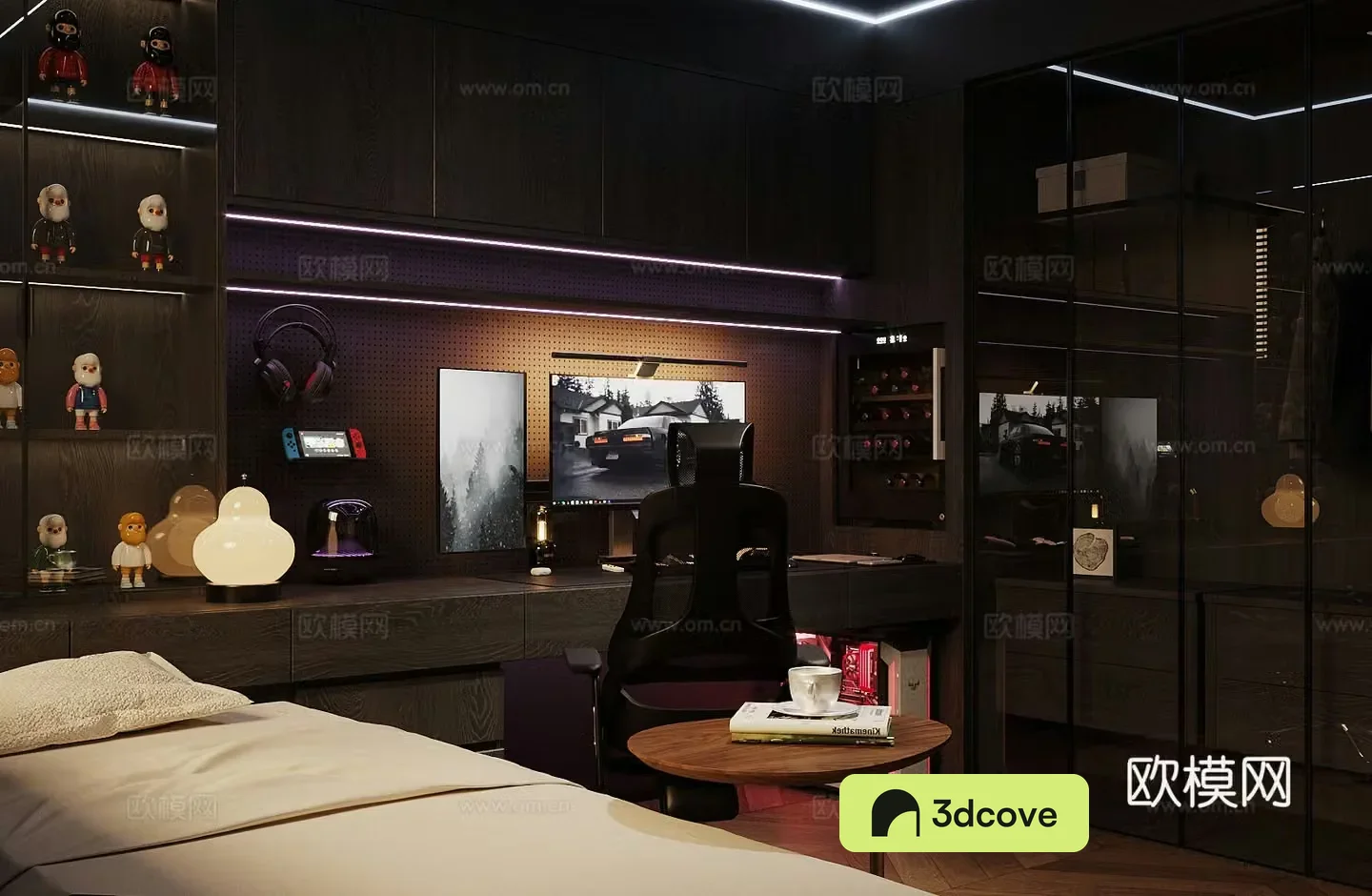 Modern e-sports room Home Digital product portfolio Desktop computer tablet Mouse and keyboard