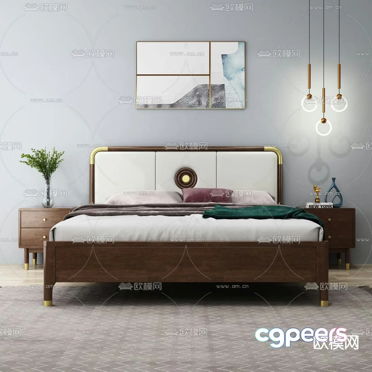 Nordic double bed 3d model