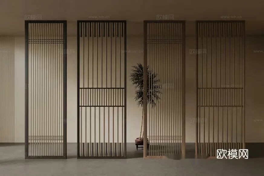 Wooden Sliding Room Divider 3D Model – 15685 – VRAY Render