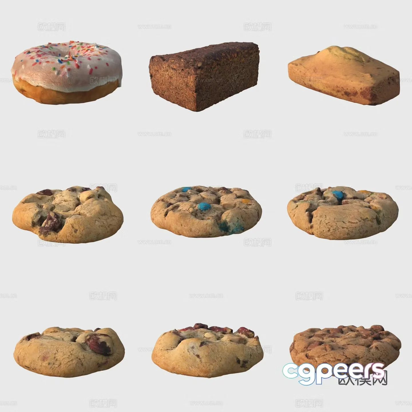 Donut Cookies Bread Food 3D Model