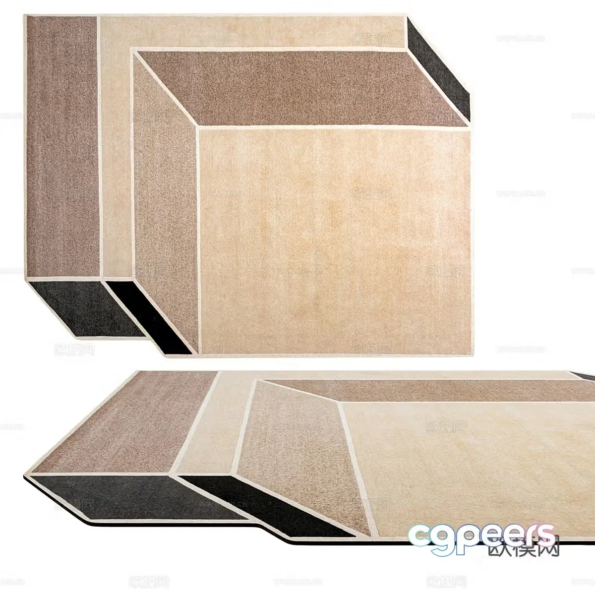 Modern minimalist carpet special shaped carpet 3d model