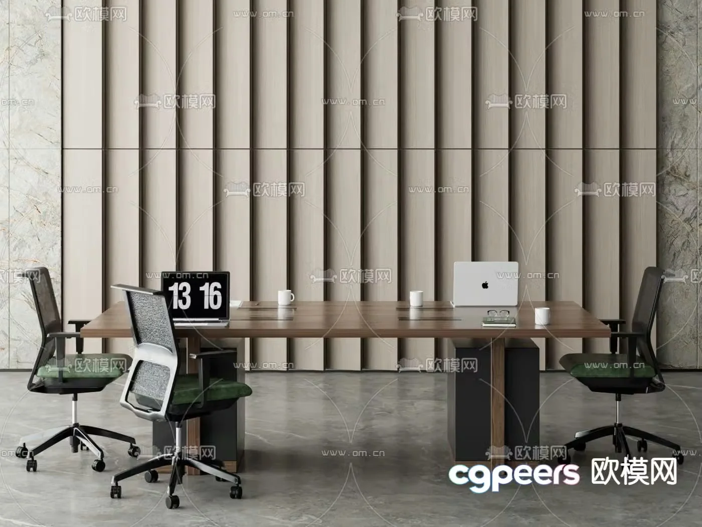 Office desk chair conference table 3d model