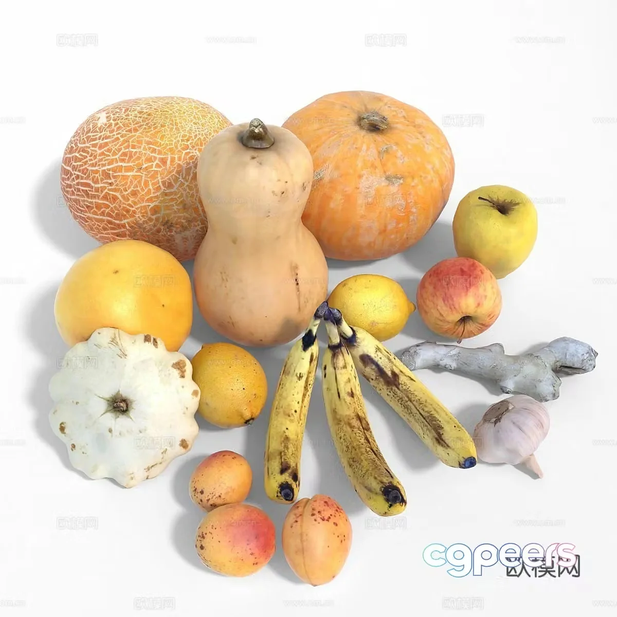 Vegetables and fruits 3d model