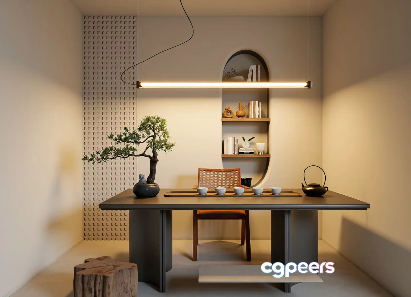 Modern Japanese Dining Room 3D Model – 12812 – VRAY Render