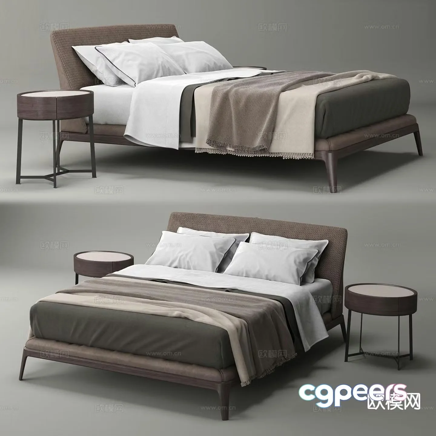Modern double bed 3d model