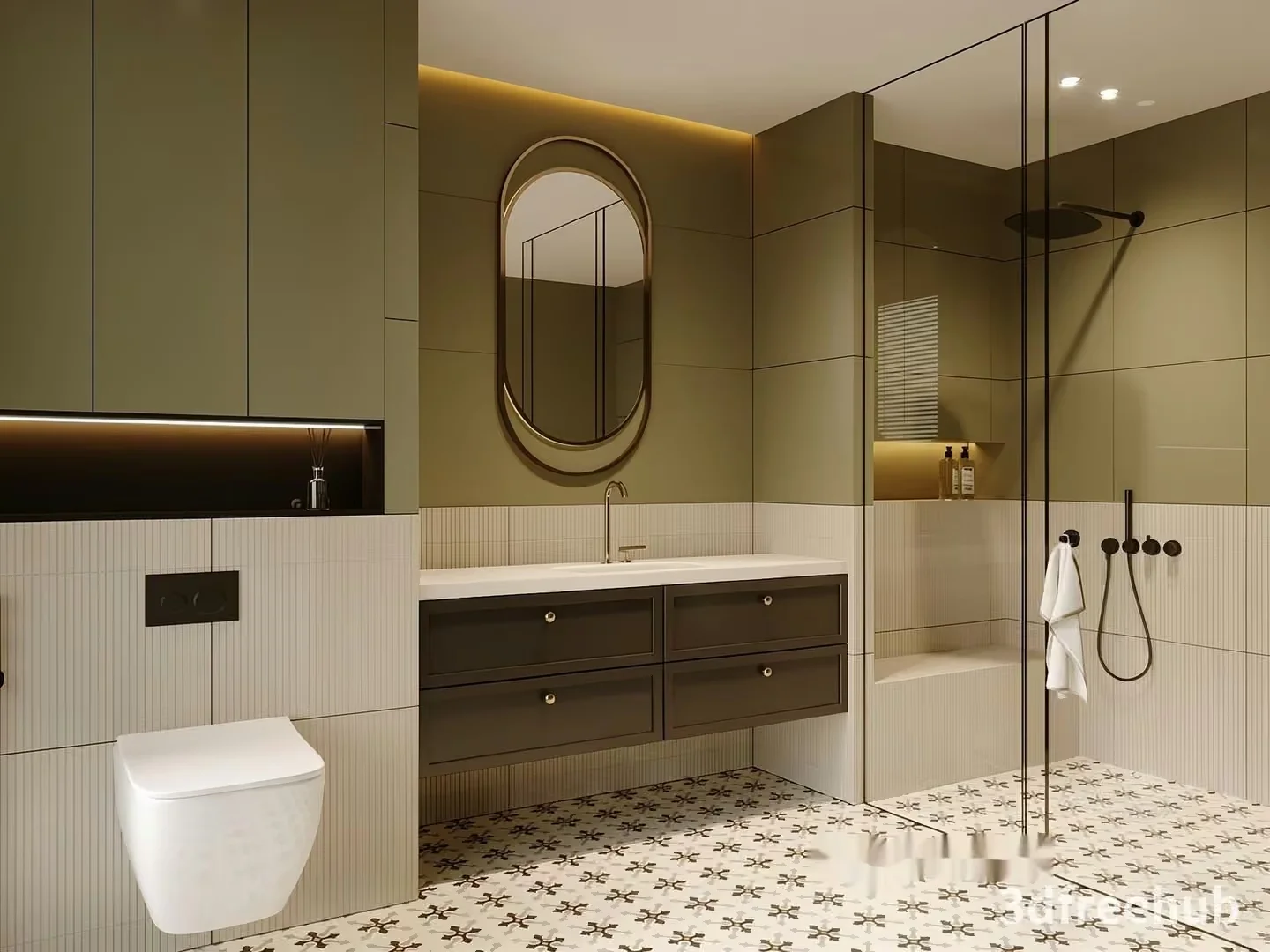 A Modern Bathroom 3D Model – 23008 – VRAY Render