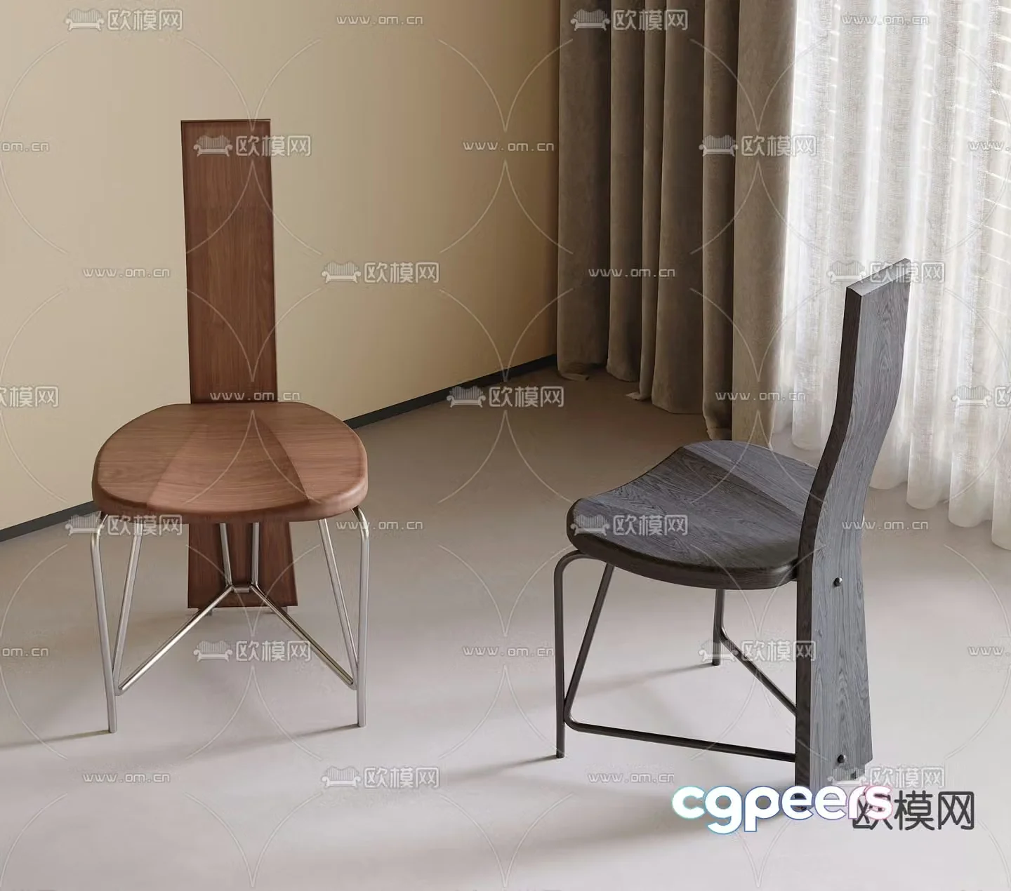 Medieval style chair dining chair 3d model