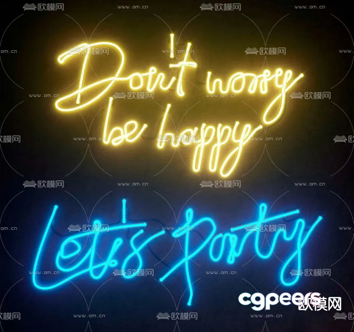 Modern decorative lamp glowing font 3d model