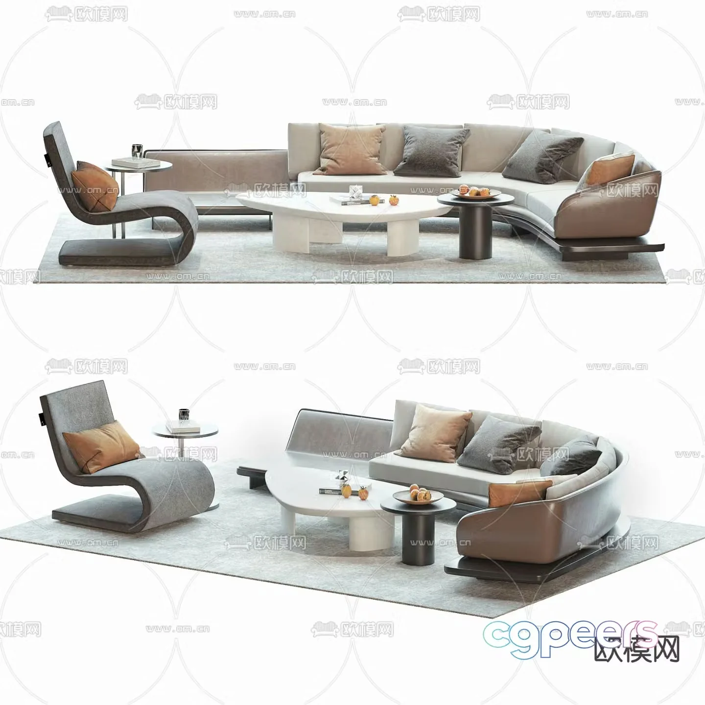 Curved sofa modular sofa 3d model