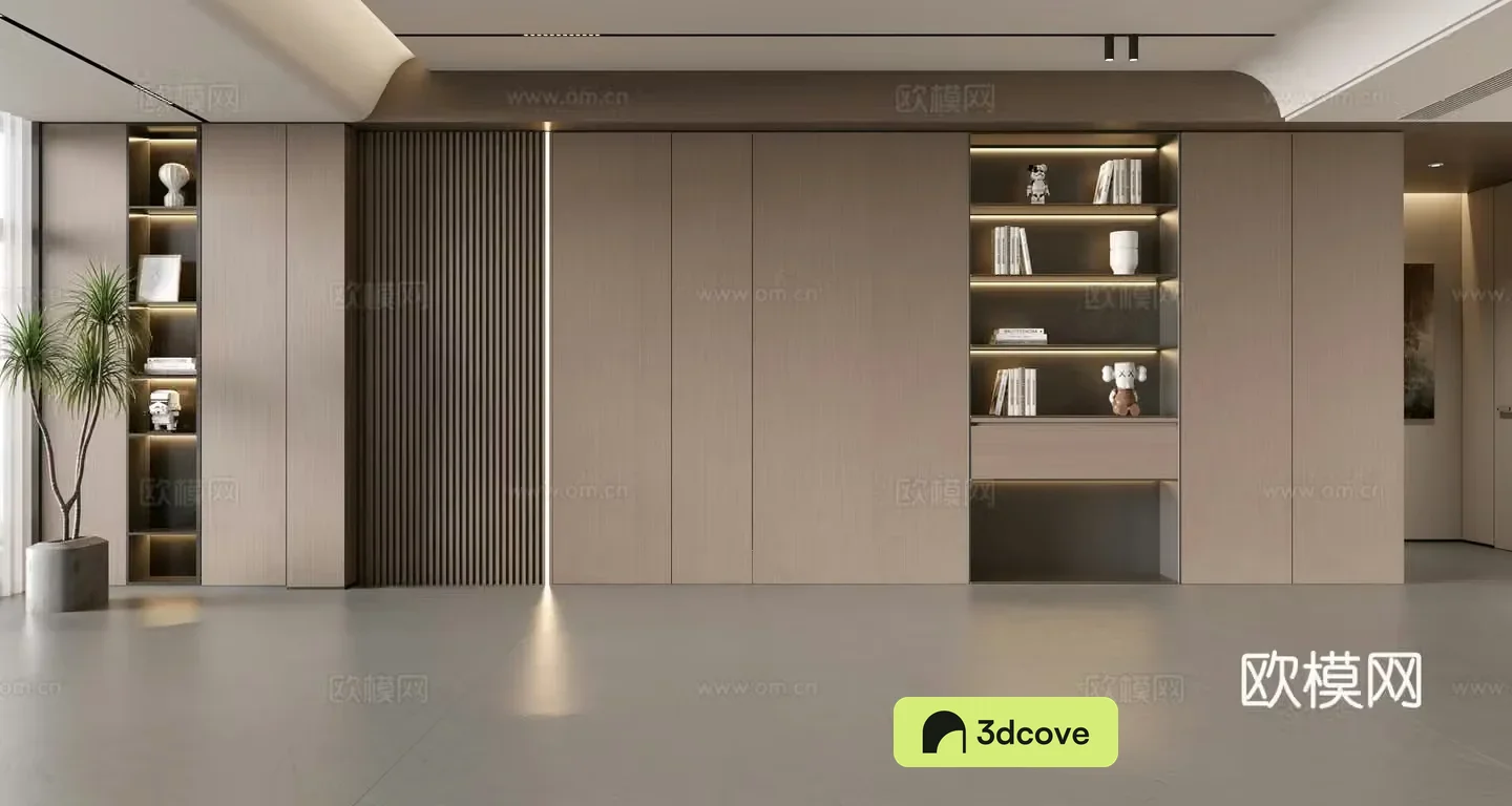 Modern simple sofa background wall modern ornament balcony cabinet living room cabinet wood veneer background wall