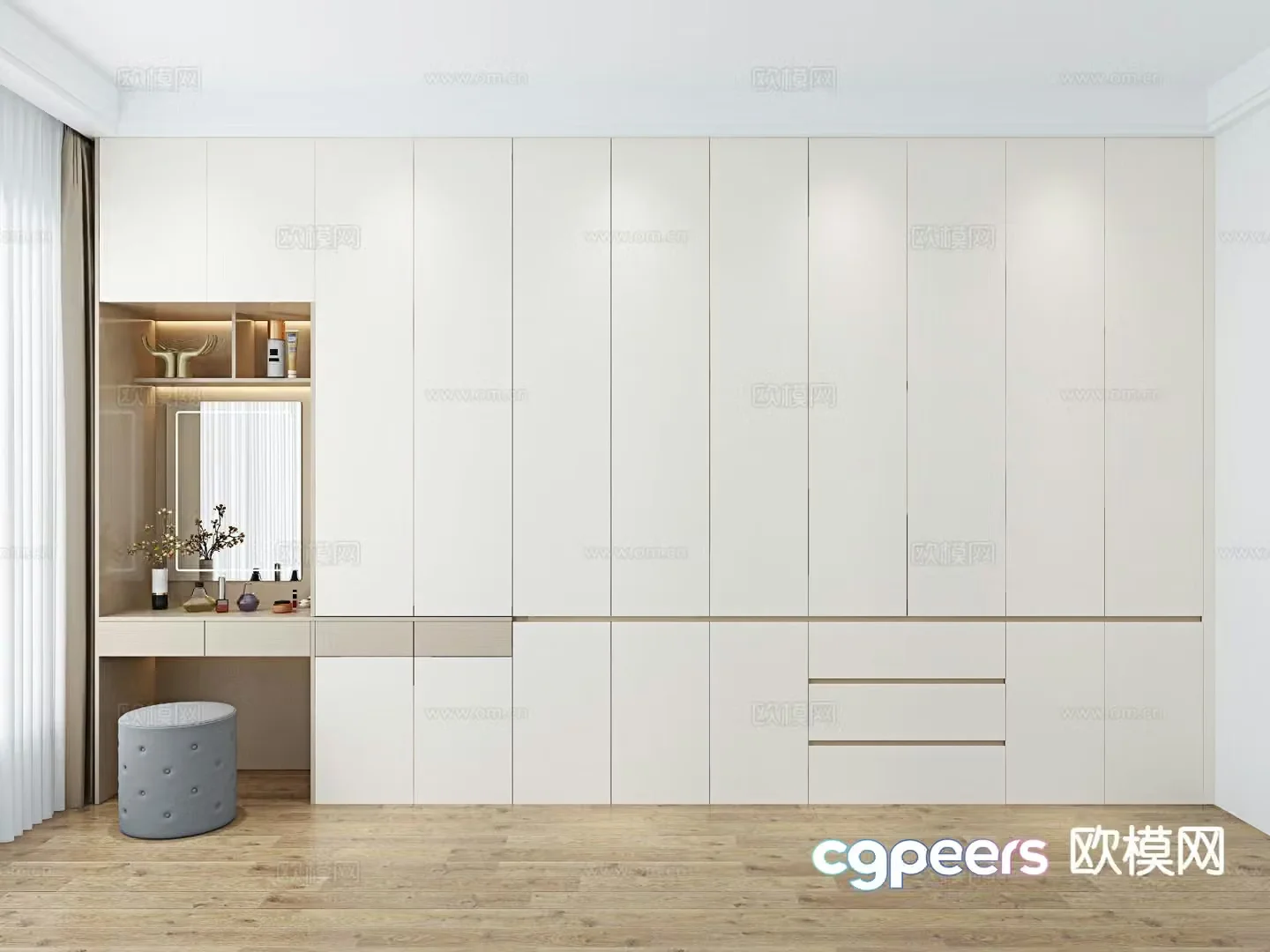 Modern wardrobe dresser integrated cabinet 3d model
