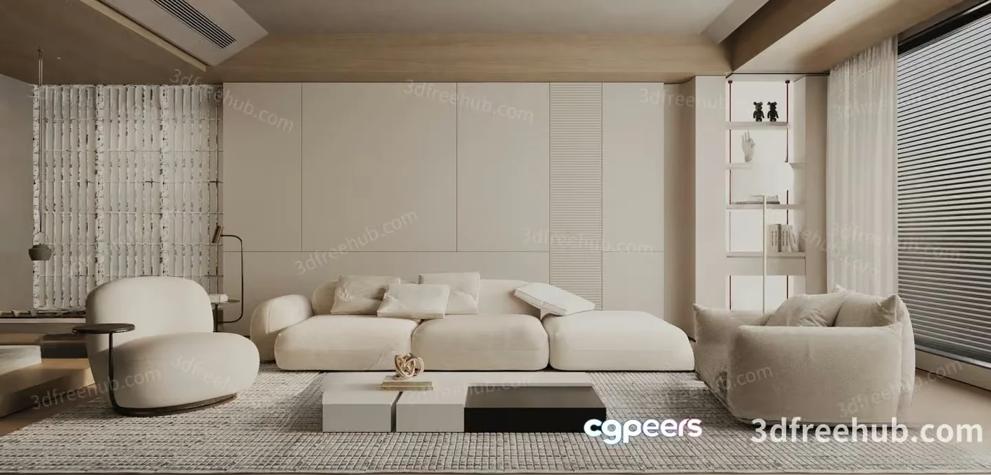Modern Living Room 3D Model – 21538 – VRAY Render