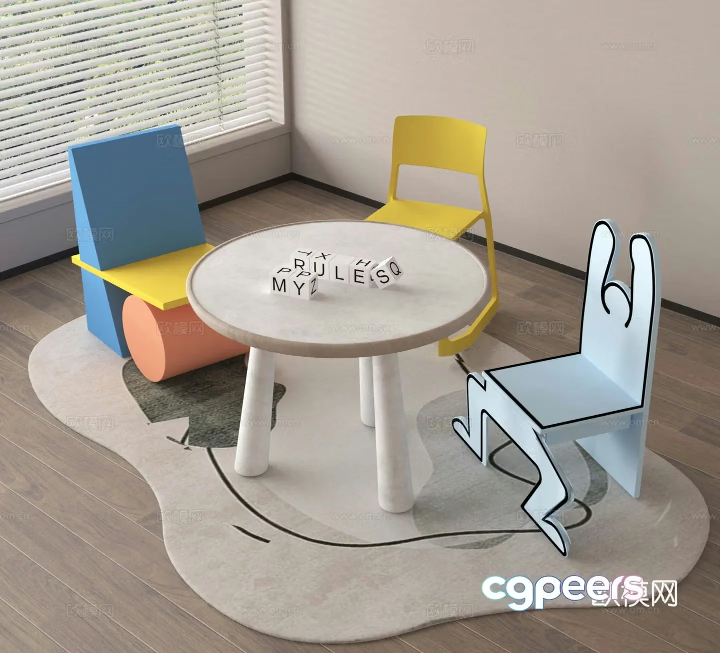 Children’s table and chair 3d model
