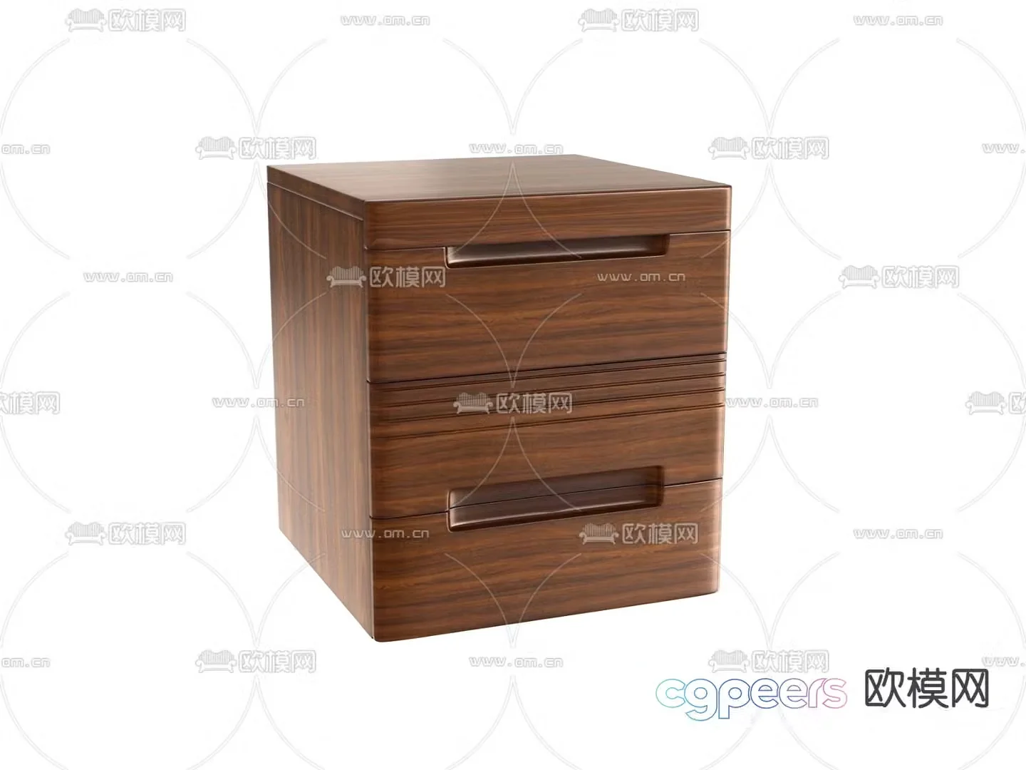 solid wood bedside table 3d model