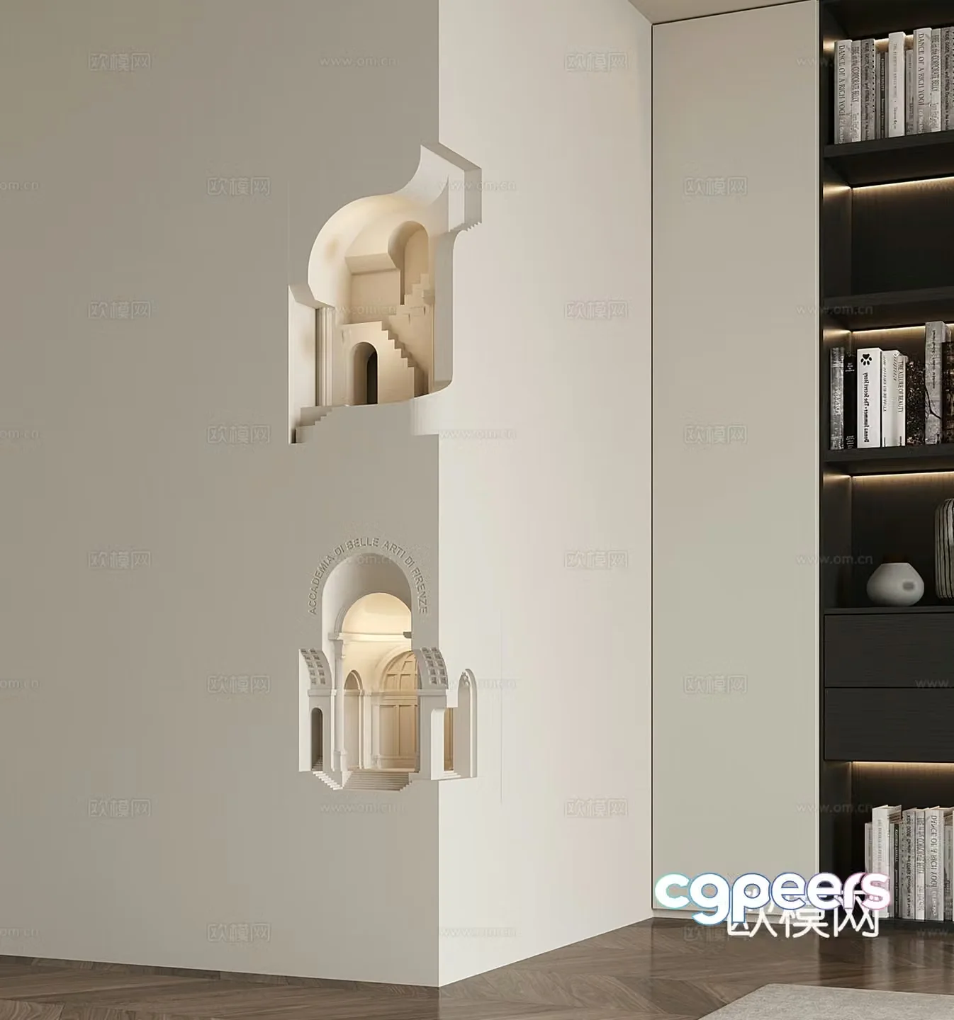 French creative corner plaster lamp recessed wall lamp corner lamp palace niche lamp 3d model