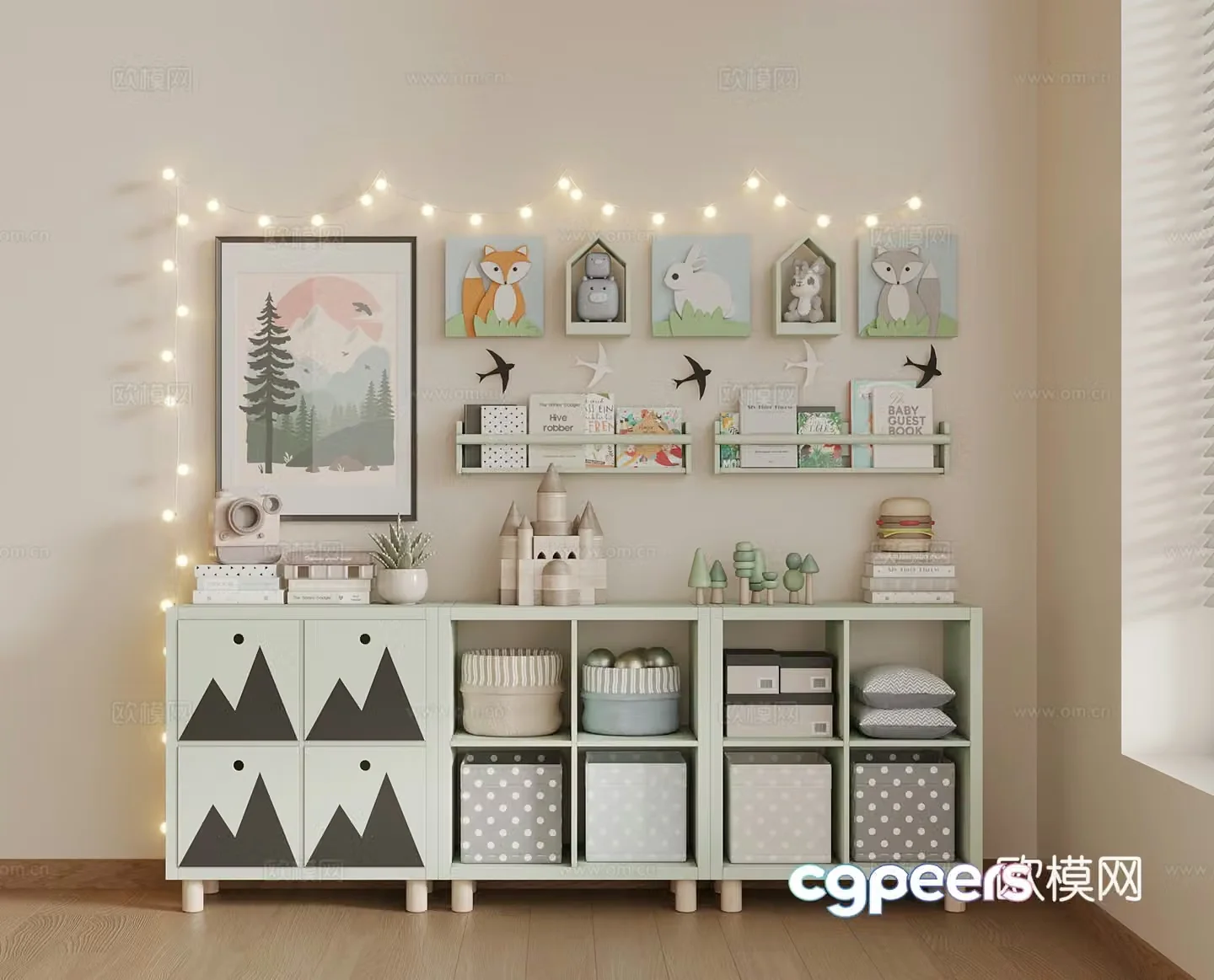Storage rack Modern children’s storage cabinet Storage cabinet Toy 3D model
