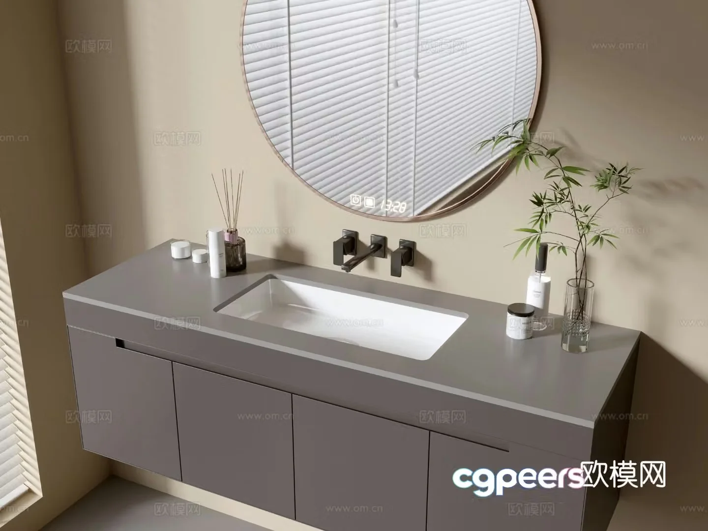 Modern bathroom cabinet bathroom basin bathroom ornaments mirror cabinet sink 3d model