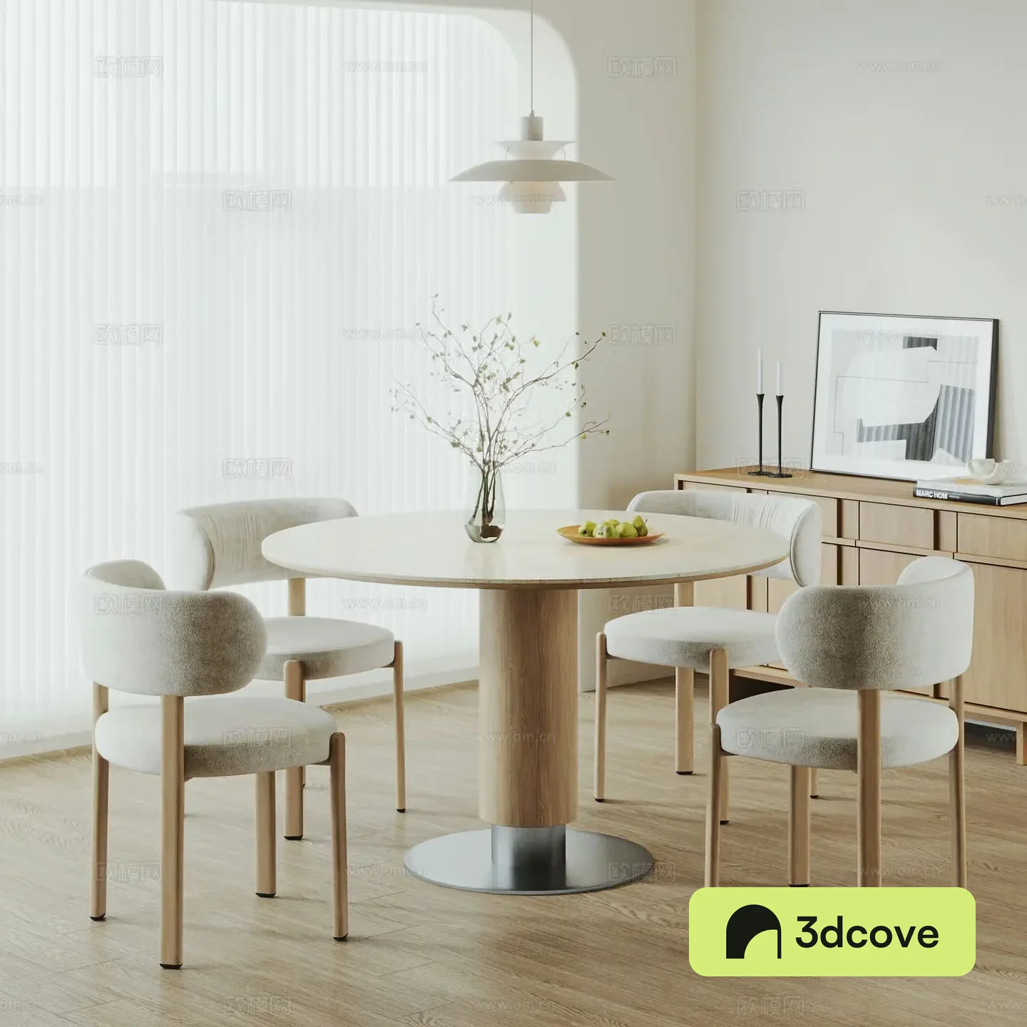 Nordic restaurant Nordic dining table and chairs Round dining table and chairs Solid wood dining table and chairs Rock table and