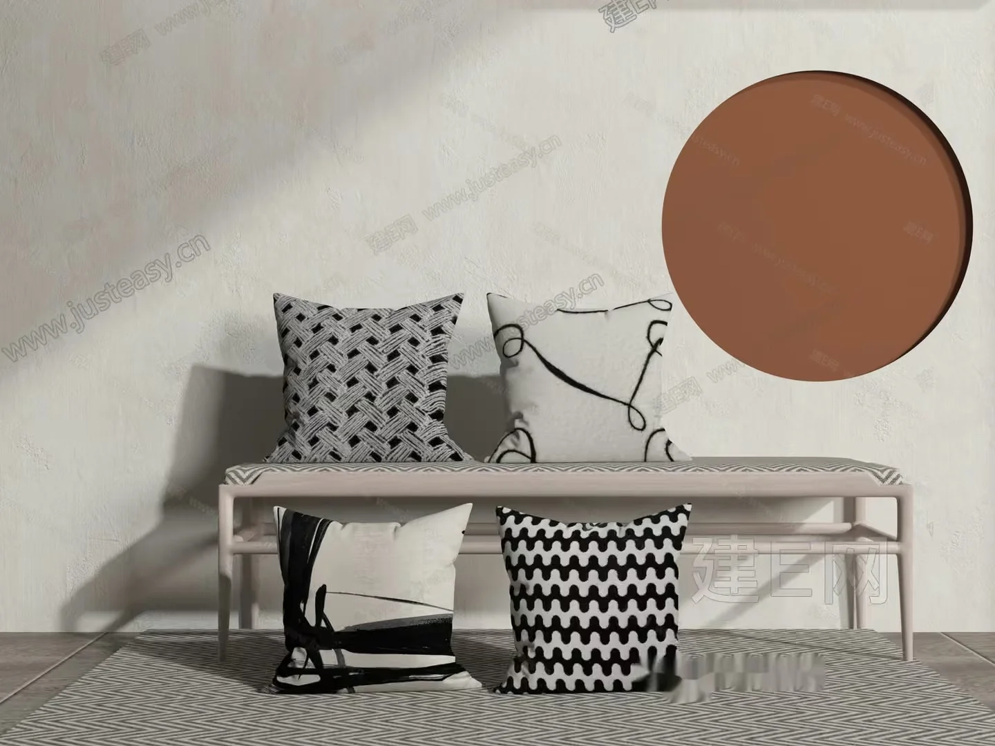 Modern Throw Pillows 3D Model – 1270 – VRAY Render