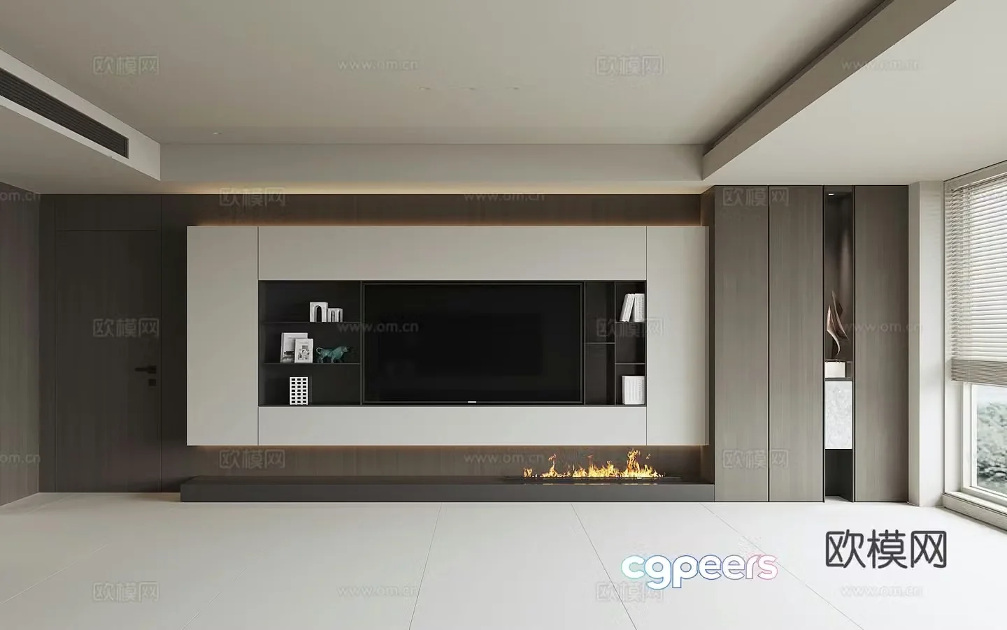 Modern TV background wall 3d model