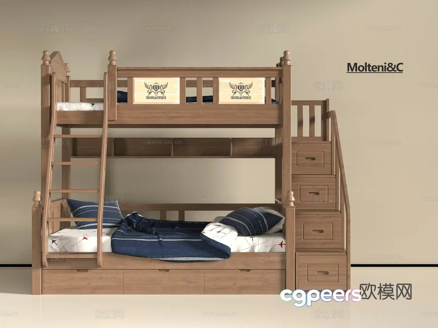 Modern solid wood 3D model