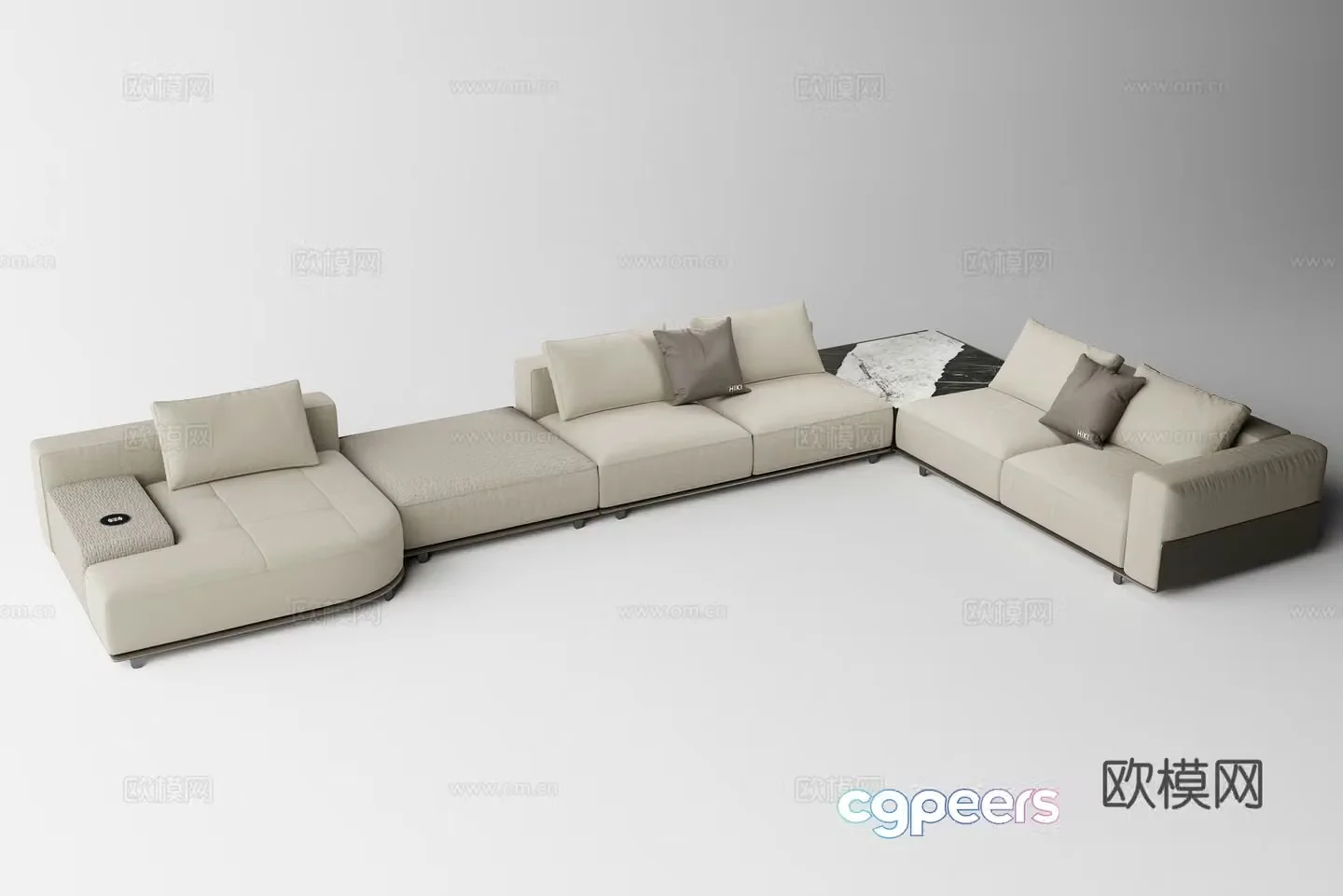 Modern light luxury L-shaped corner sofa 3D model