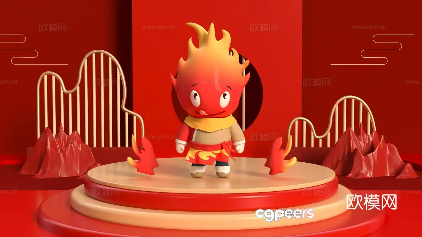 Cartoon character figure trendy toy ip volcano blind box sculpture doll 3d model