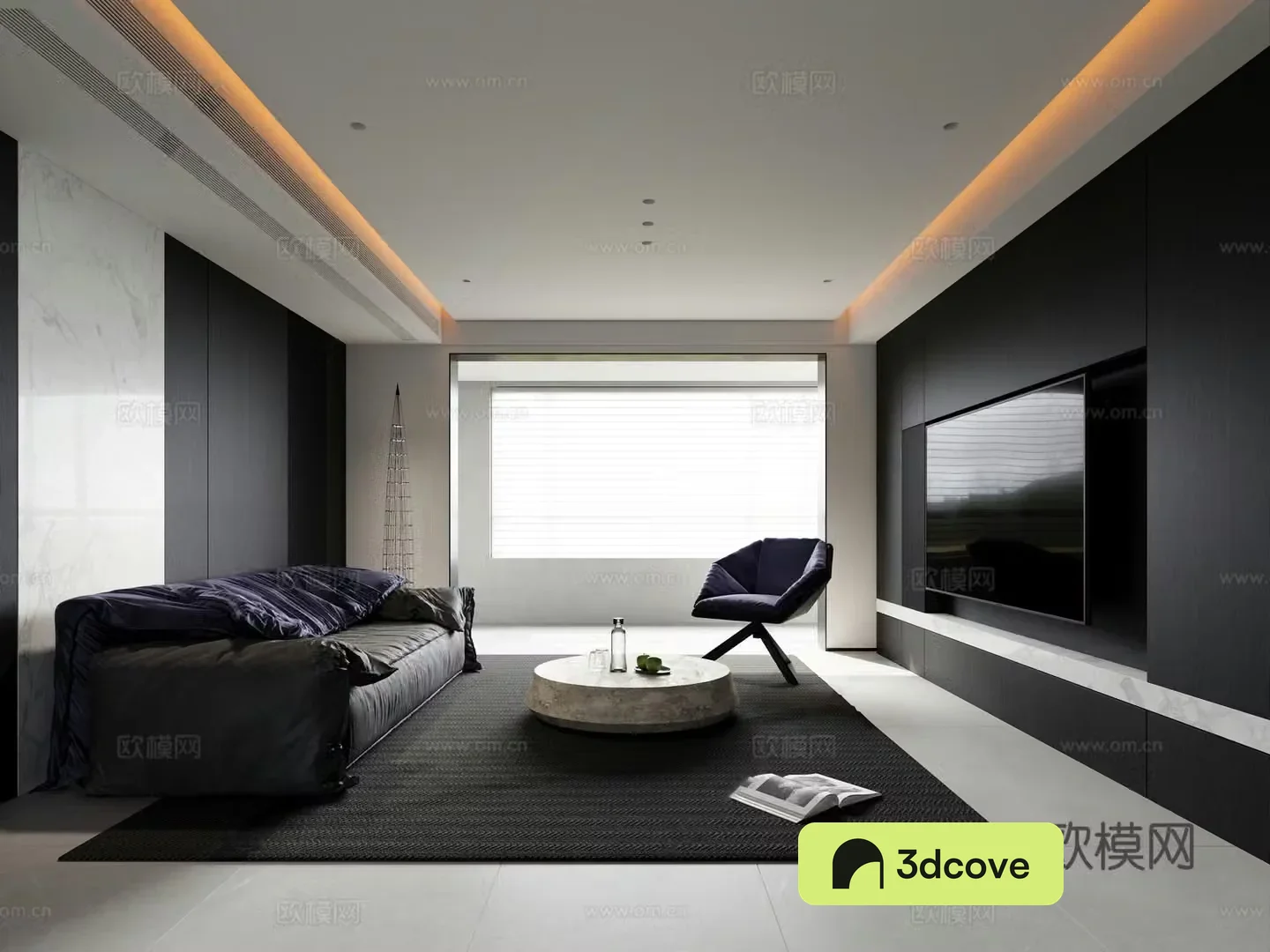 Modern minimalist living room large flat floor living room villa living room horizontal living room high-end gray