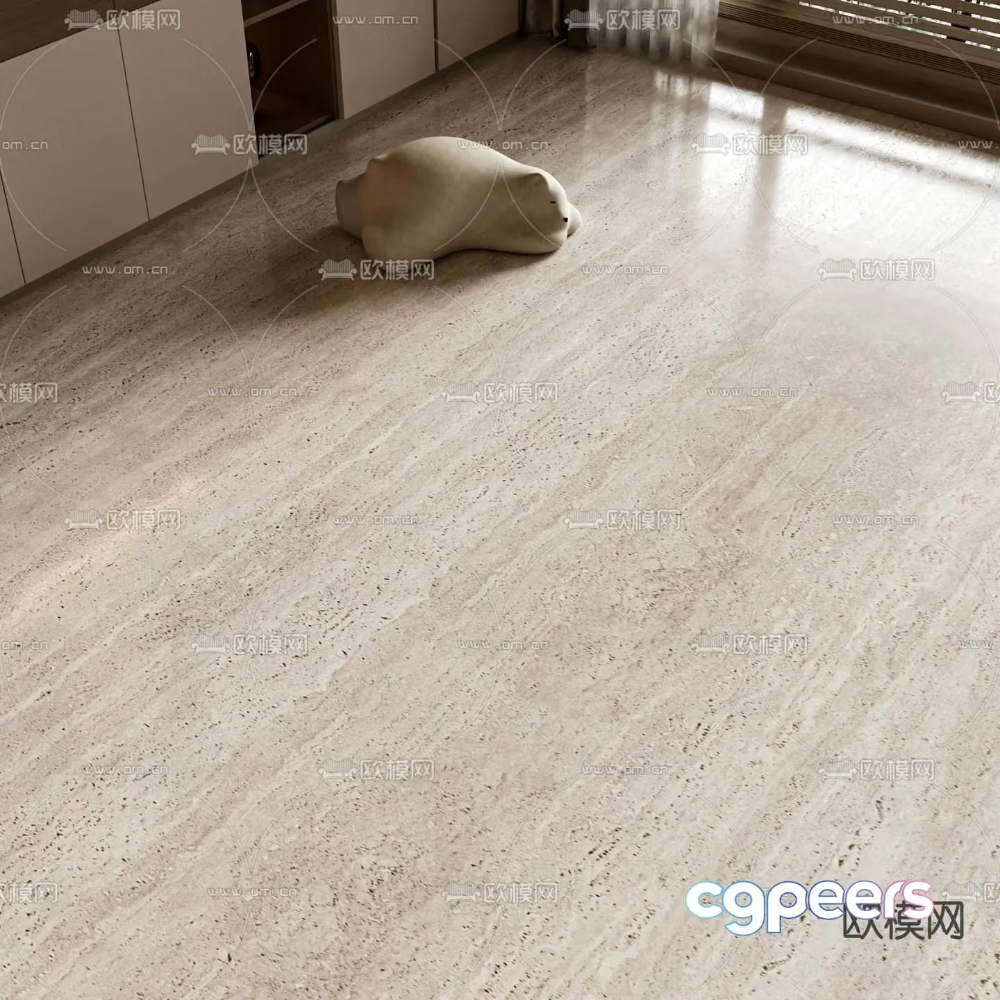 Cream white marble rock slab 3d model