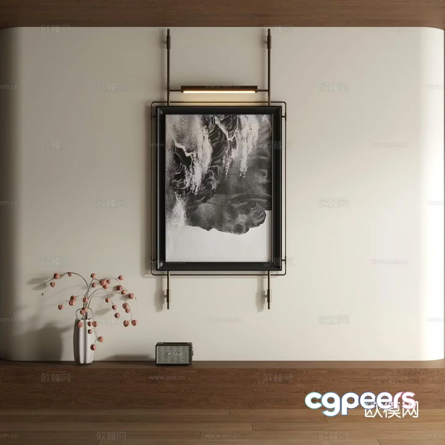 New Chinese style ink painting decorative painting 3D model
