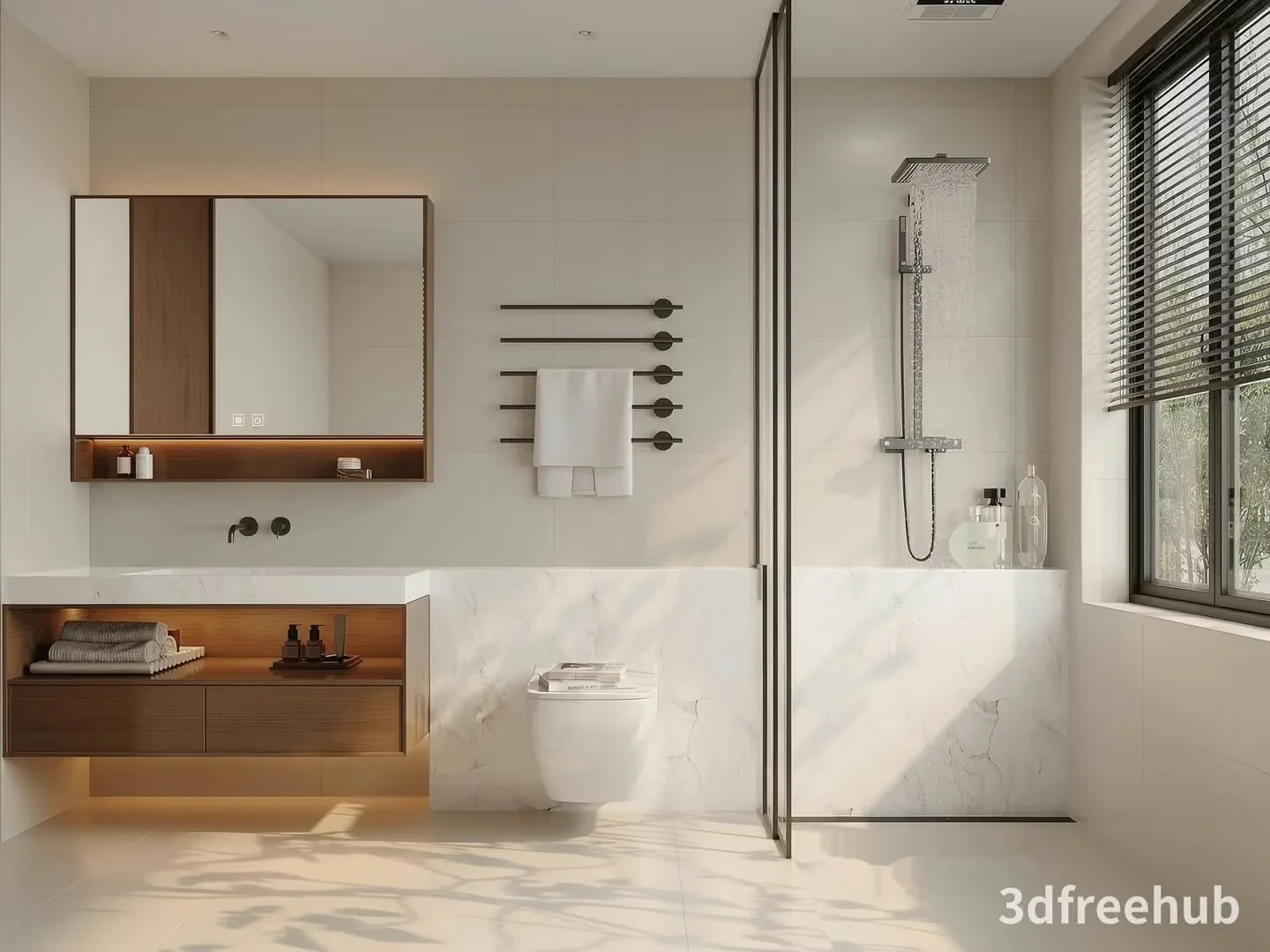 A Modern Bathroom 3D Model – 19342 – VRAY Render