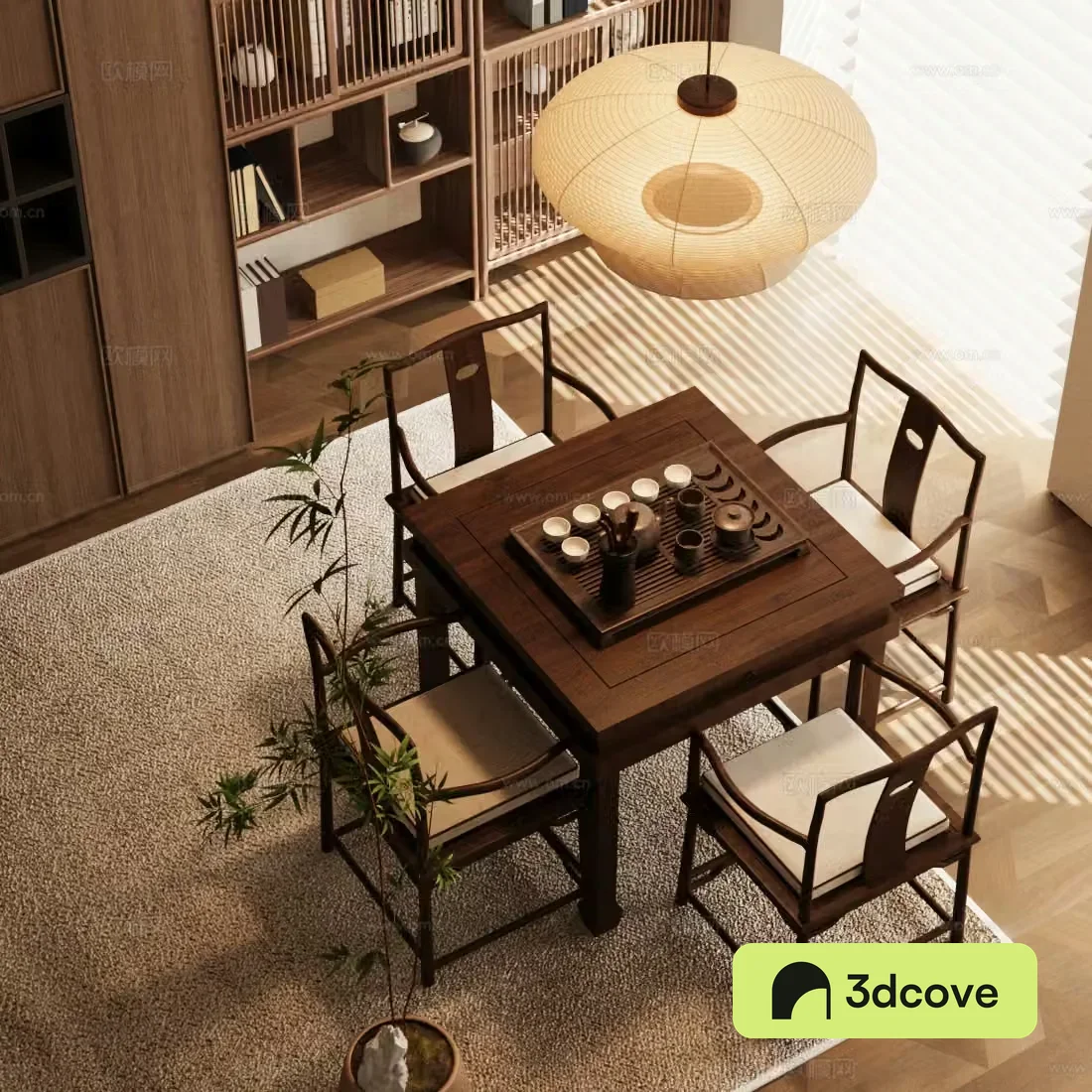 New Chinese style Zen tea table and chairs Solid wood tea table New Chinese style tea table and tea room tea table and chairs Tea tasting area
